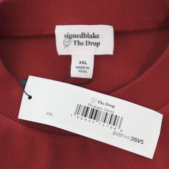The Drop Rhubarb Red Cutout Shoulder Midi Rib Dress by @ signedblake NWT NEW XXL - Picture 7 of 7